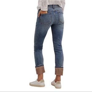 ANTHROPOLOGIE PILCRO High Rise Rose Gold Satin Trimmed Slim Straight Jeans - 27